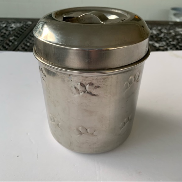 Dog treat canister with paw prints to keep small dog treats - Picture 1 of 4